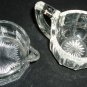 VINTAGE L.E.SMITH CLEAR GLASS PANEL INDIVIDUAL SUGAR BOWL & CREAMER SET