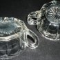 VINTAGE L.E.SMITH CLEAR GLASS PANEL INDIVIDUAL SUGAR BOWL & CREAMER SET
