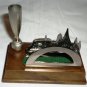 TRAVEL MEMORABILIA BANGKOK THAILAND PEWTER FIGURAL DESK TOP ORGANIZER PEN CARD