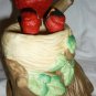 VINTAGE ANIMATED MUSIC BOX PORCELAIN BISQUE CARDINAL IN THE NEST WITH CHICKS