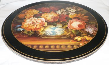 VINTAGE PIMPERNEL CORK LINED HOT PLATE TRIVET FLOWERS ENGLAND
