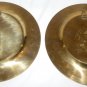 BEAUTIFUL VINTAGE SOLID BRASS BRONZE PEAKOCK EMBOSSED PLATES SET OF 2 WALL MOUNT