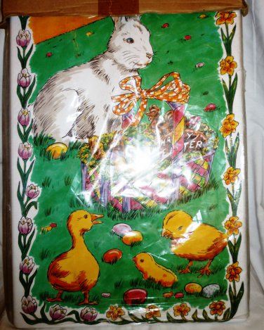 SET OF 2 DECORATIVE ALUMINUM TRAYS FOR EASTER BUNNY CHICKS EGGS NMB