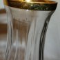 VINTAGE TALL CLEAR OPTICAL SWIRL GLASS DECANTER GOLD TRIP STOPPER