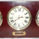 WOODEN W/BRASS MANTEL/WALL 3 FACE WORLD CLOCK BY MAKERS TO ADMIRALTY MERMAID