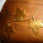FIREPLACE WOOD BELLOW OAK WOOD LEATHER BRASS TRIM MAPLE LEAVES