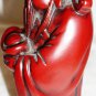 BEAUTIFUL CHINESE FIGURINE MONK WITH BOWL FOR PROSPERITY RED LACQUER