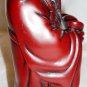 BEAUTIFUL CHINESE FIGURINE MONK WITH BOWL FOR PROSPERITY RED LACQUER