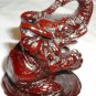 BEAUTIFUL CHINESE FIGURINE ELEPHANT FOR LUCK RED LACQUER