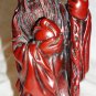 BEAUTIFUL CHINESE FIGURINE MONK WITH WALKING STICK RED LACQUER
