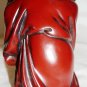 BEAUTIFUL CHINESE FIGURINE MONK WITH WALKING STICK RED LACQUER