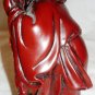 BEAUTIFUL CHINESE FIGURINE MONK WITH WALKING STICK RED LACQUER