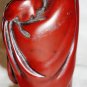 BEAUTIFUL CHINESE FIGURINE MONK WITH CHILD PROTECTOR RED LACQUER