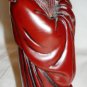 BEAUTIFUL CHINESE FIGURINE MONK WITH CHILD PROTECTOR RED LACQUER