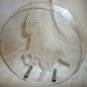 GORGEOUS ETCHED STALLION HORSE CLEAR GLASS PLATE DISPLAY DESKTOP