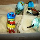 CHARMING ART GLASS STUDIO BLOWN & APPLIED GLASS SET OF 4 BIRDS FIGURINES NMB