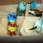 CHARMING ART GLASS STUDIO BLOWN & APPLIED GLASS SET OF 4 BIRDS FIGURINES NMB