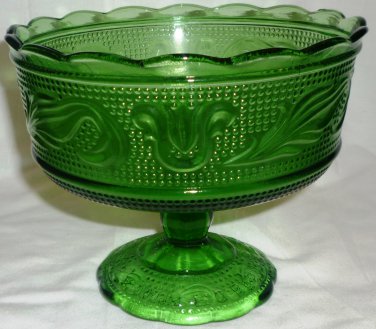VINTAGE E. O. BRODY GREEN PEDESTAL COMPOTE VASE PLANTER  CLEVELAND OHIO USA