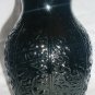VINTAGE BLACK PURPLE GLASS EMBOSSED FLOWERS FLORAL VASE