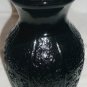 VINTAGE BLACK PURPLE GLASS EMBOSSED FLOWERS FLORAL VASE