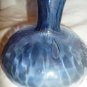 VINTAGE ART COBALT BLUE OPTICAL GLASS VASE WITH TEAR DROP BUBBLES