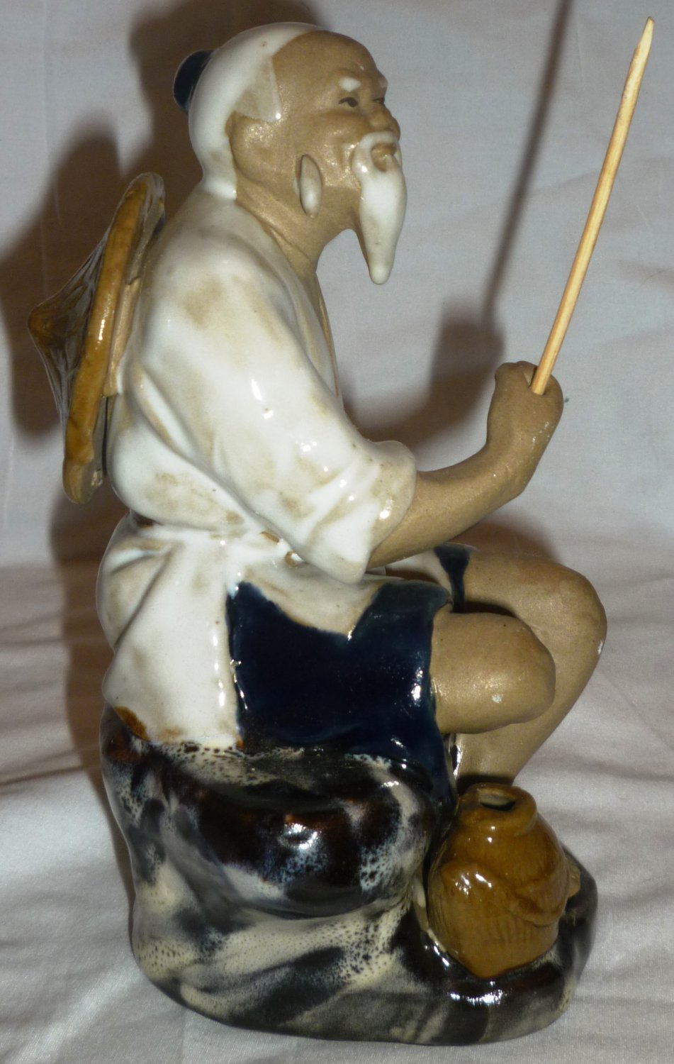 ANTIQUE CHINESE POTTERY MUD MAN FIGURINE WISE MAN