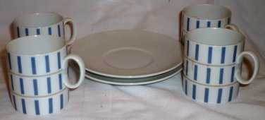 CONTINENTAL CHINA H.T.BAUMANN R.SCHARRAR DESIGN ESPRESSO 4 CUPS 2 SAUCERS STRIPE