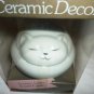 CERAMIC DECOR SLEEPING CAT FIGURINE LE FRAGRANCE CONTAINS VANILLA SCENTED CANDLE