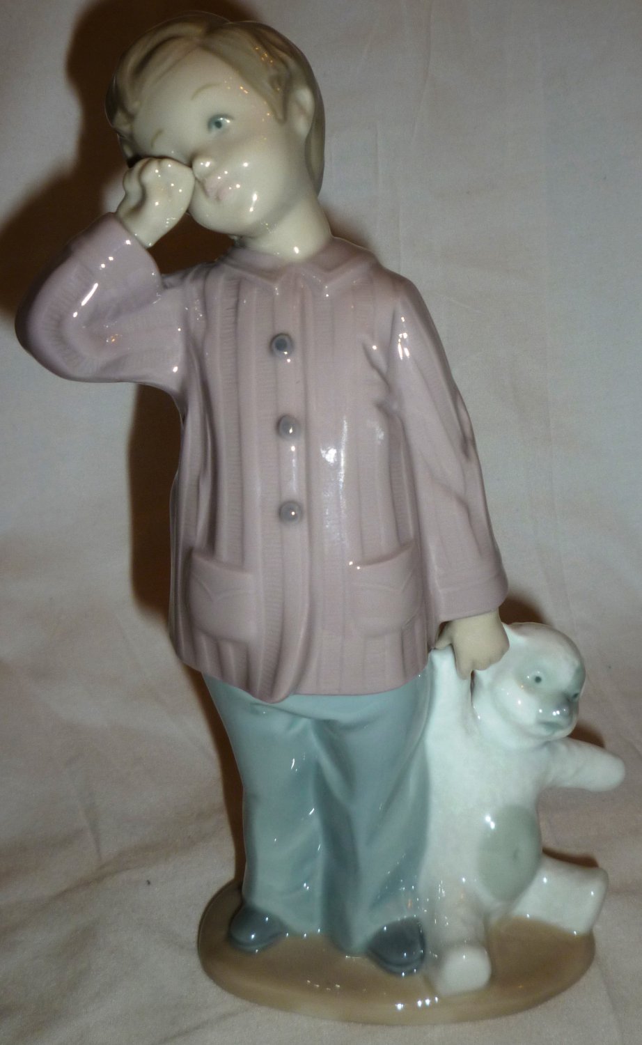 CHARMING LLADRO NAO SPAIN FIGURINE SLEEPY HEAD BOY WITH TEDDY BEAR 1139