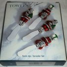 TOWLE SILVERSMITH CHRISTMAS DECOR COLORFUL SANTA 4 PCS SPREADER SET NMB