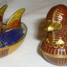 CHARMING CLOISONNE HANDPAINTED ENAMEL FIGURAL TRINKET BOX SET OF 2 DUCKS