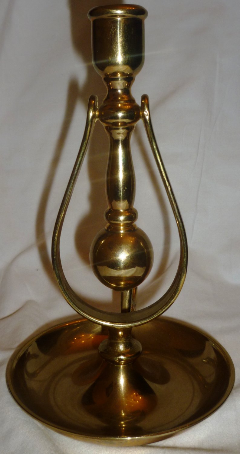 VINTAGE SOLID BRASS NAUTICAL SWINGING PENDULUM SHIP CANDLE HOLDER ITALY