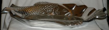 GORGEOUS PEWTER FIGURAL FISH 3D SERVING PLATTER INDIA