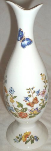 AYNSLEY ENGLAND BONE CHINA VASE PORTRAYAL OF THE FLORA ENGLISH COTTAGE GARDEN