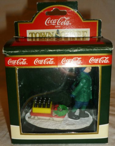 TOWN SQUARE COCA-COLA COLLECTION 'BOY WITH SLED BRINGING IT HOME' ORNAMENT #7960