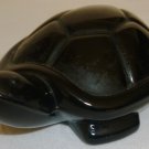 CHARMING BLACK GLASS TURTLE FIGURINE PAPER WEIGHT