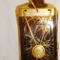 VINTAGE DARK AMBER GLASS ENCASED BRASS EMPTY LIQUOR BOTTLE DECANTER MUSIC BOX