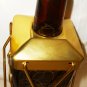 VINTAGE DARK AMBER GLASS ENCASED BRASS EMPTY LIQUOR BOTTLE DECANTER MUSIC BOX