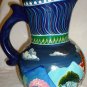 GORGEOUS HANDPAINTED CERAMIC LARGE 12" PITCHER FLOWER VASE DECOR
