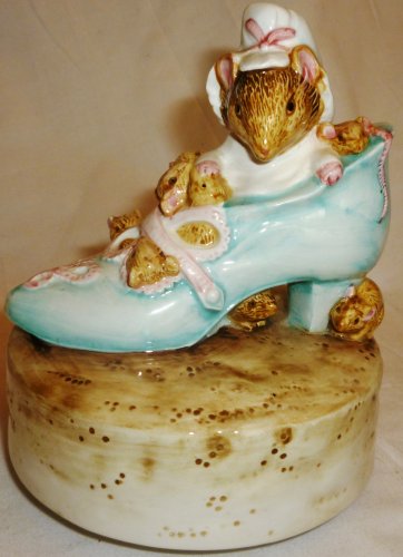 SCHMID ROTATING MUSIC BOX BEATRIX POTTER THE OLD WOMAN WHO LIVE IN A SHOE MOUSE