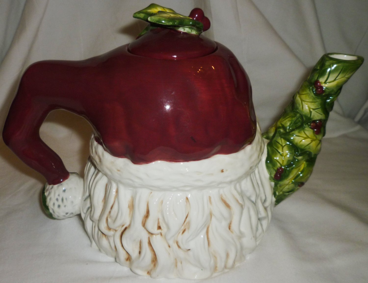BURTON & BURTON FIB HANDPAINTED CERAMIC SANTA CHRISTMAS TEAPOT