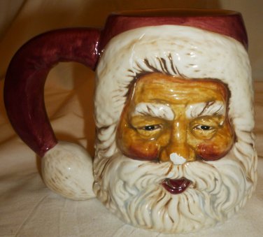 BURTON & BURTON FIB HANDPAINTED CERAMIC SANTA CHRISTMAS MUG
