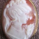 ANTIQUE .825 GOLD SILVER INCASED CAMEO CORAL SHELL CARVED ITALY PEDANT BROCH
