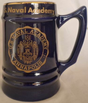 COBALT CERAMIC US NAVAL ACADEMY ANNAPOLIS MUG STEIN