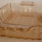 VINTAGE DEPRESSION PINK GLASS SQUARE DOUBLE HANDLED DISH ASHTRAY