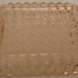 VINTAGE DEPRESSION PINK GLASS SQUARE DOUBLE HANDLED DISH ASHTRAY