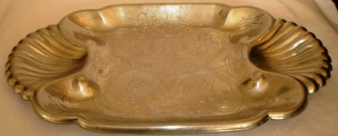 VINTAGE ADMIRATIONS PRODUCTS CO. HAND FORGED ALUMINUM SERVING TRAY SHELL HANDLES