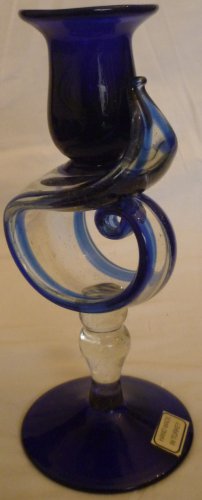 GORGEOUS HANDCRAFTED BLOWN COBALT GLASS CANDLEHOLDER TURKEY