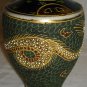VINTAGE JAPAN SATSUMA CERAMIC HANDPAINTED VASE WOMAN DRAGON COBALT GREEN GOLD