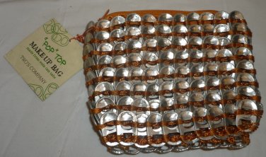 POP TOP MAKE UP BAG MADE OUT OF SODA CAN TABS BY TWO'S COMPANY ENVIRONMENTAL